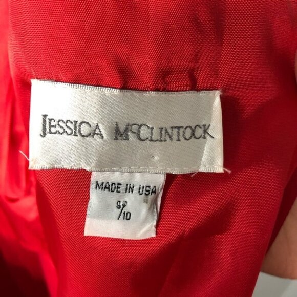 JESSICA McClintock  Vintage Red Satin Mini Dress Size 9/10 - Picture 6 of 7